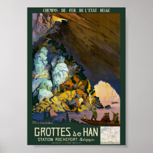 Poster Cartaz Antigo Grutas de Han 1922