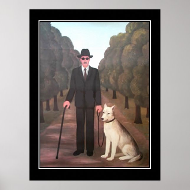 Póster Cartaz Antigo Homem e Cachorro (Frente)