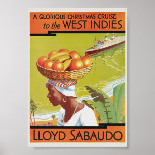 Poster Cartaz Antigo Lloyd Sabaudo das Índias Ocidentais 