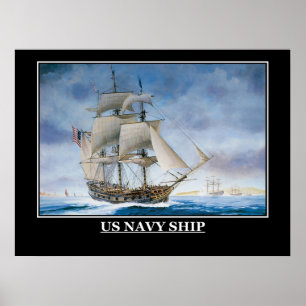 Póster Cartaz Antigo Navio de Velas da Marinha dos EUA