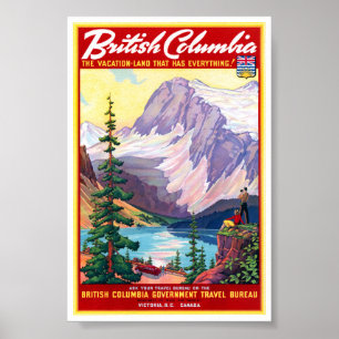 Poster Cartaz Antigo Restaurado da Colômbia Britânica Can