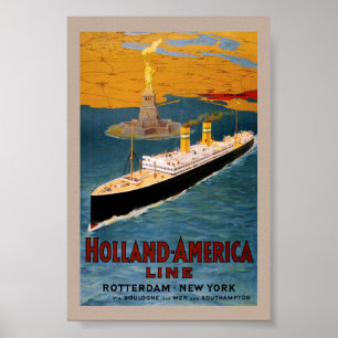 Poster Cartaz Antigo Restaurado da Holland America Line