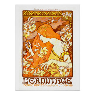 Póster Cartaz Antigo Revista Francesa Art Nouveau Mulher