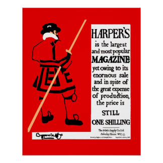 Póster Cartaz Antigo Revista Harper's Beefeater