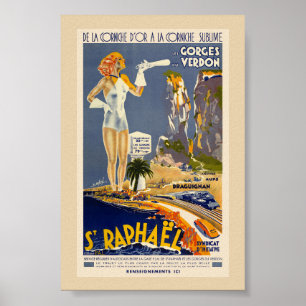 Poster Cartaz Antigo St Raphaël França 1930s