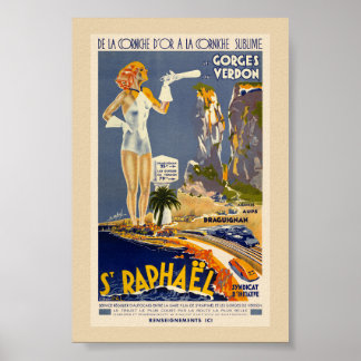 Poster Cartaz Antigo St Raphaël França 1930s
