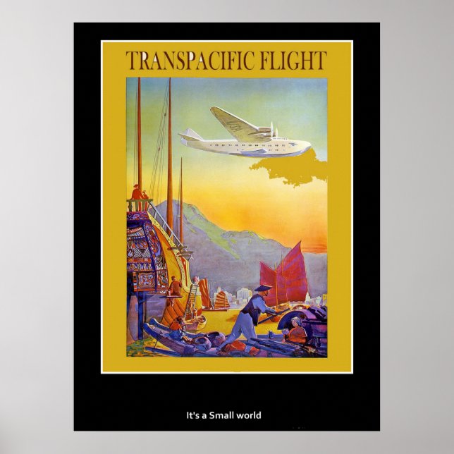 Póster Cartaz Antigo Voos Transpacíficos (Frente)