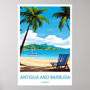 Poster Cartaz Antígua e Barbuda Nacional Vintage Viagem
