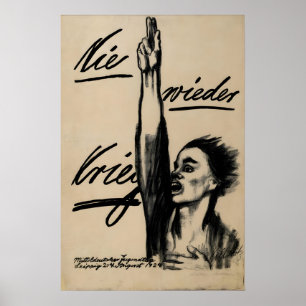 Poster Cartaz Antiguerra Alemão Nunca mais guerra! por Kä