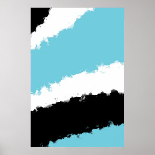 Póster Cartaz, Aquarela Azul, Minimalismo Abstrato