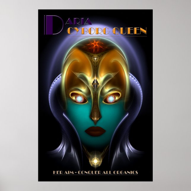 Poster Cartaz Arquivístico Daria Cyborg Rainha (Frente)