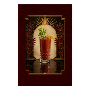 Póster Cartaz Art Déco de Bloody Mary   Arte de Bar