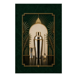 Póster Cartaz Art Déco de Coqueteleira | Arte de Bar