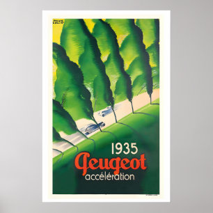 Poster Cartaz Art Déco de Corrida de Automóveis Clássicos