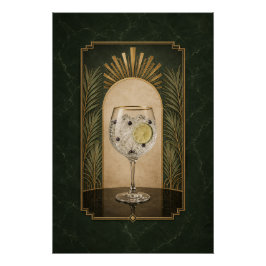 Póster Cartaz Art Déco de Gin & Tonic | Arte de Bar