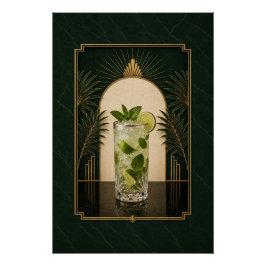 Póster Cartaz Art Déco de Mojito | Arte de Bar