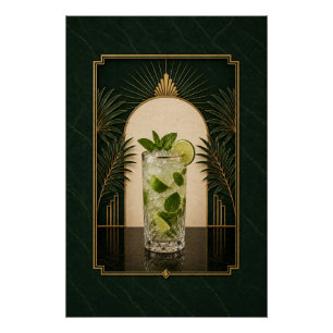 Póster Cartaz Art Déco de Mojito   Arte de Bar