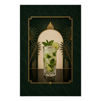 Póster Cartaz Art Déco de Mojito | Arte de Bar