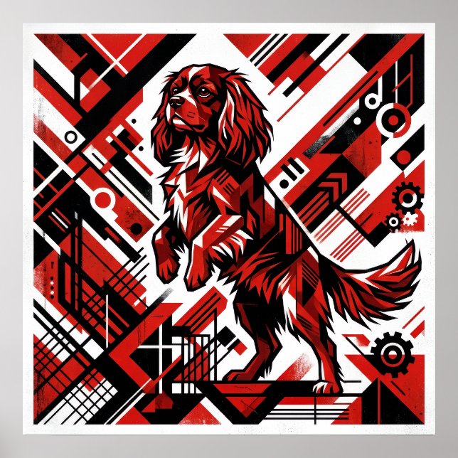 Poster Cartaz Art Déco do Cavalier King Charles Spaniel | (Frente)