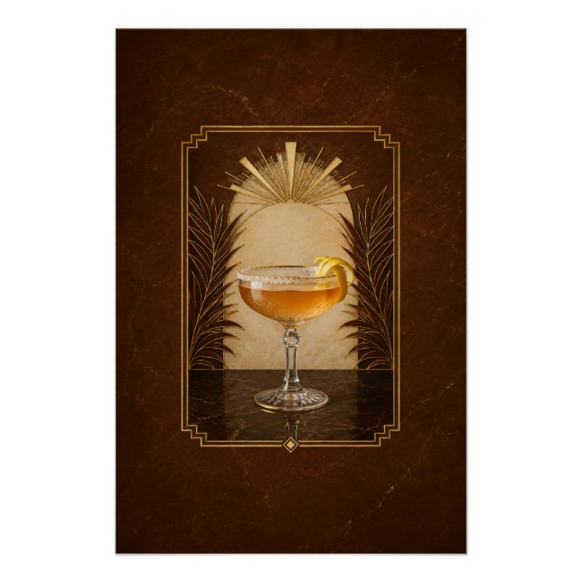 Póster Cartaz Art Déco do Sidecar | Arte de Bar (Frente)