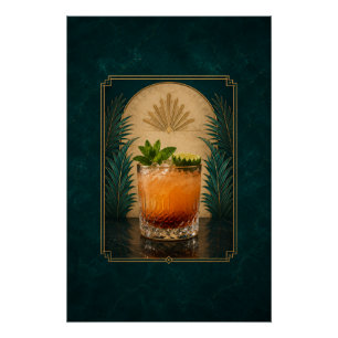 Póster Cartaz Art Déco Mai Tai Arte de Bar