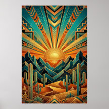 Cartaz Art Déco Majestic Mesa - Deserto Geométrico
