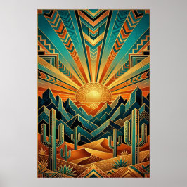 Poster Cartaz Art Déco Majestic Mesa - Deserto Geométrico