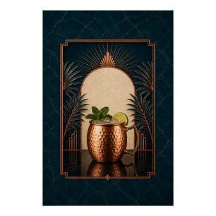 Póster Cartaz Art Déco Moscow Mule Arte para Bar