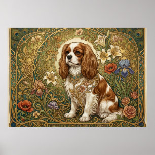 Poster Cartaz Art Nouveau do Cavalier King Charles Spanie