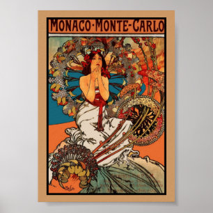 Poster Cartaz Arte Vintage Alfons Mucha Mônaco Monte Carl