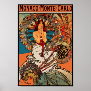 Poster Cartaz Arte Vintage Alfons Mucha Mônaco Monte Carl