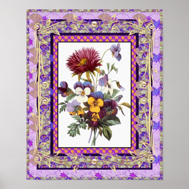 Póster Cartaz Arte Vintage Flores (Frente)