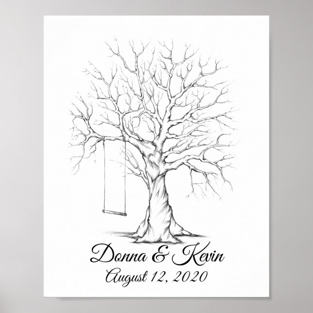 Poster Cartaz Árvore da Pegada Digital do Casamento Desen (Frente)