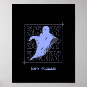 Poster Cartaz Assustador de Fantasma Feliz Halloween Roxo