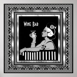 Poster Cartaz Bar de Vinho Vintage Art Déco