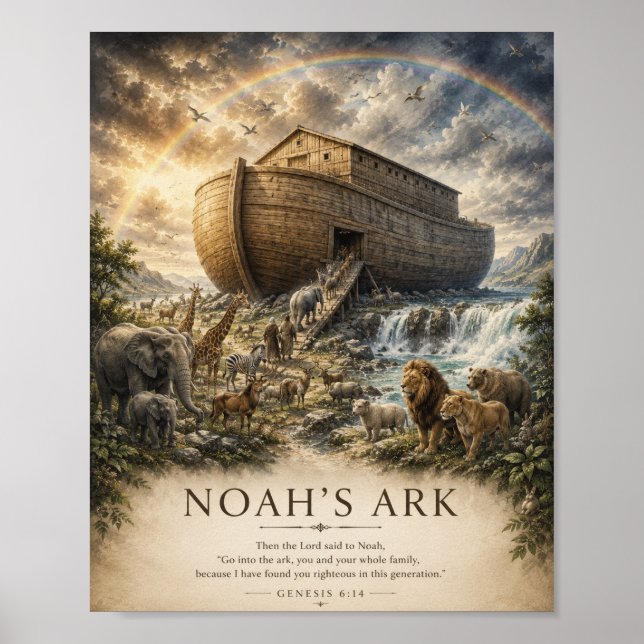 Poster Cartaz Bíblico da Arca de Noé (Frente)