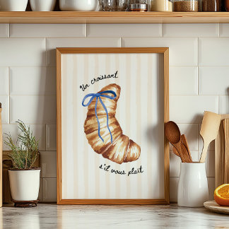 Poster Cartaz Blue Coquette Um Croissant, Por Favor