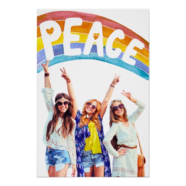 Póster Cartaz Boho Paz Arco-íris (Frente)