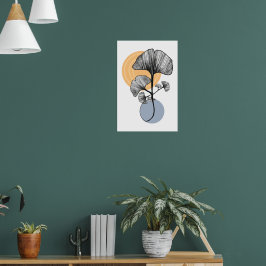 Poster Cartaz Botânico Moderno de Folha de Ginkgo