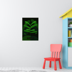 Poster Cartaz Botânico Tropical Escuro   Folhas Verdes Ou