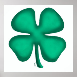 Poster Cartaz branco matte Lucky 4 Leaf Irish Clover