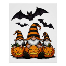 Póster Cartaz Brilhante de Gnomo de Halloween