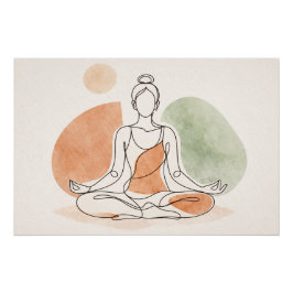 Póster Cartaz Brilhante de Meditação de Yoga Minimalista