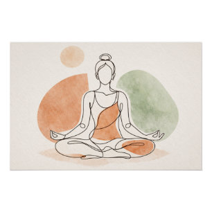 Póster Cartaz Brilhante de Meditação de Yoga Minimalista