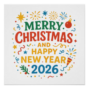 Póster Cartaz Brilhante de Natal Feliz