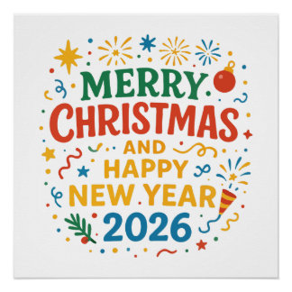 Póster Cartaz Brilhante de Natal Feliz