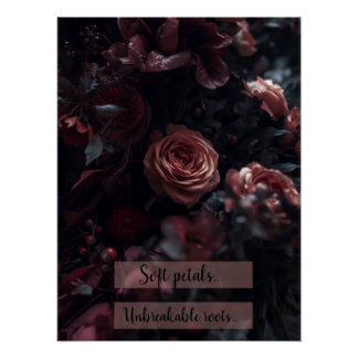 Póster Cartaz brilhante floral cor-de-rosa escuro Inspira