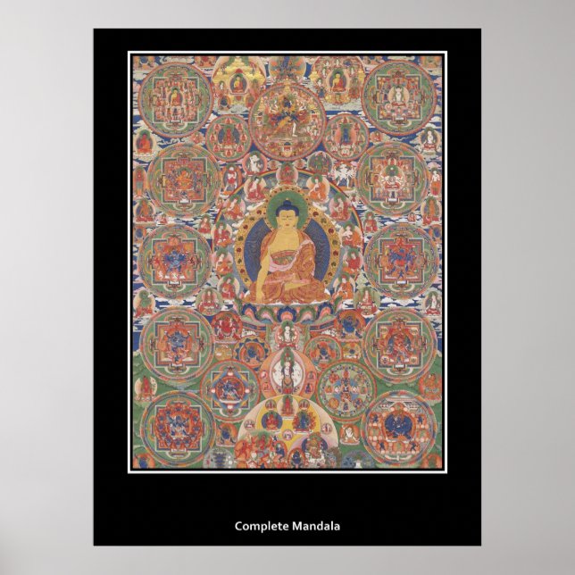 Poster Cartaz Buthanês Mandala Completa Século XIX (Frente)