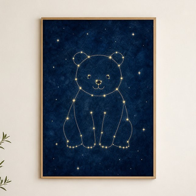 Poster Cartaz Celestial Aquarela Constelação Urso (Shown framed for scale. Poster ships unframed; frames are an optional add-on.)