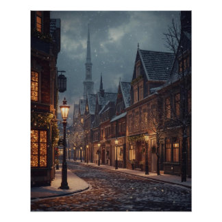 Póster Cartaz Cidade de Natal na Neve